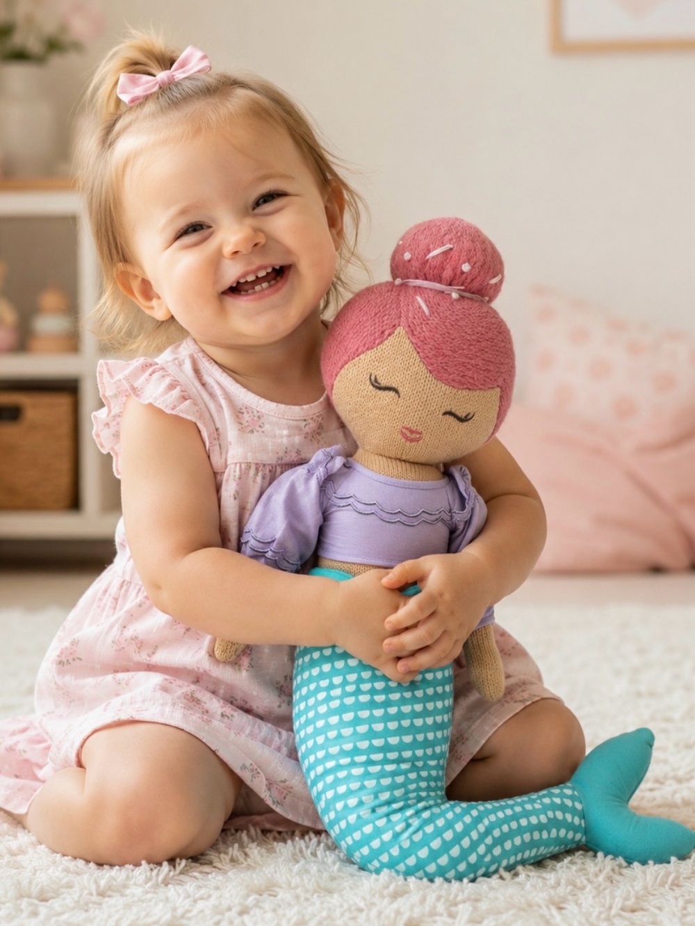 NWOT Handmade Mermaid Soft Cloth Artisan Boutique Style Baby Plush Doll 16''